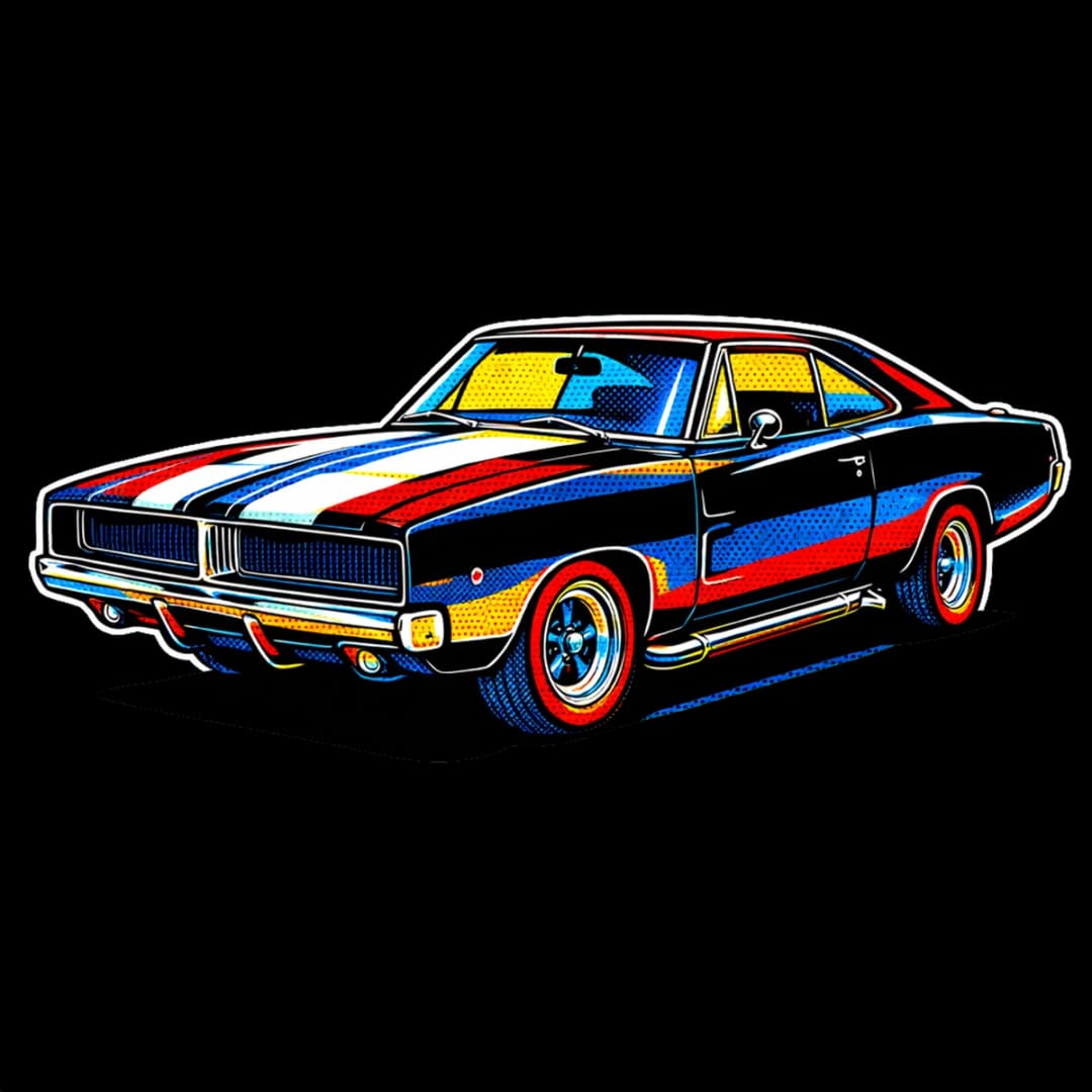 Halftone Horsepower — muscle cars design.