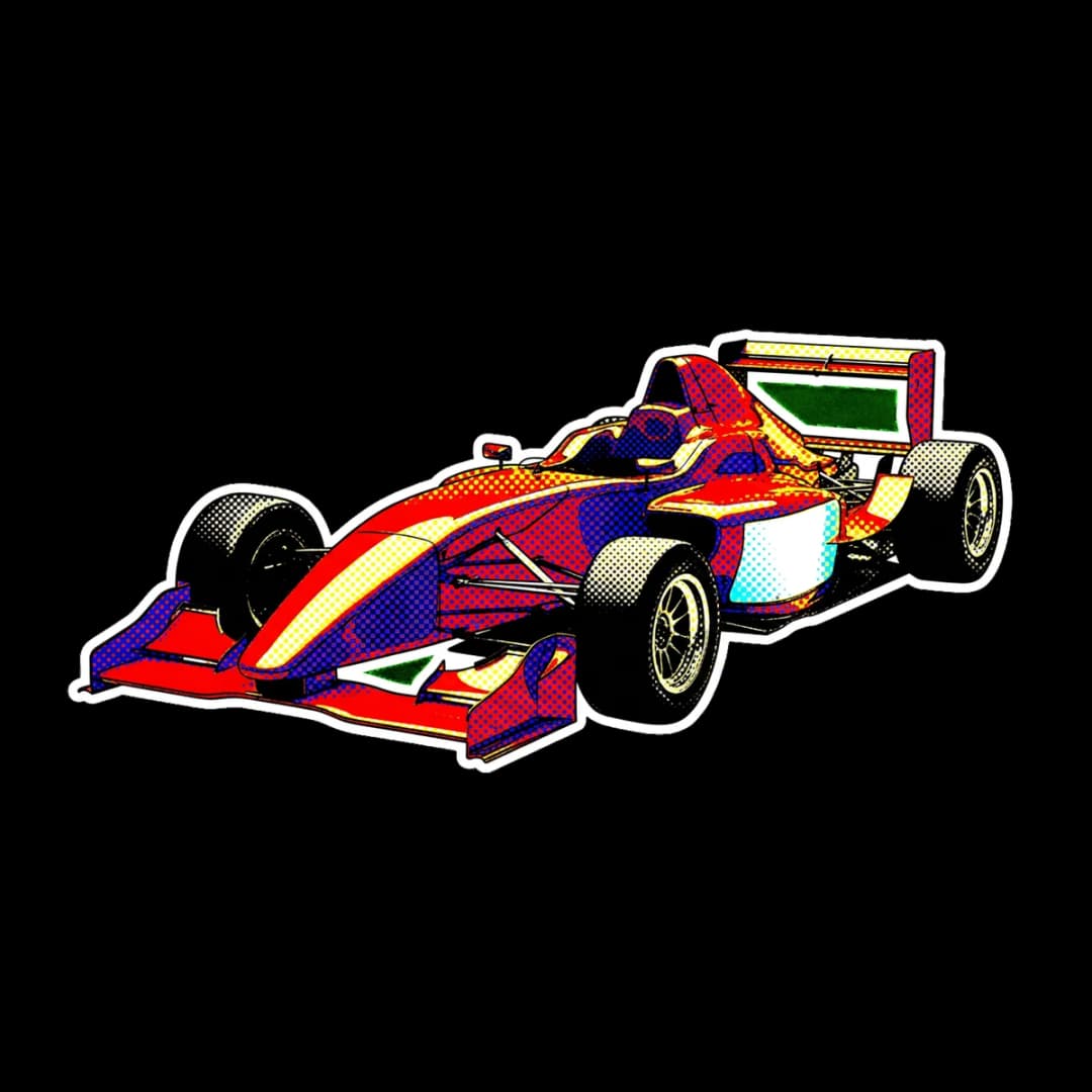 Halftone Grid Start — race cars design.