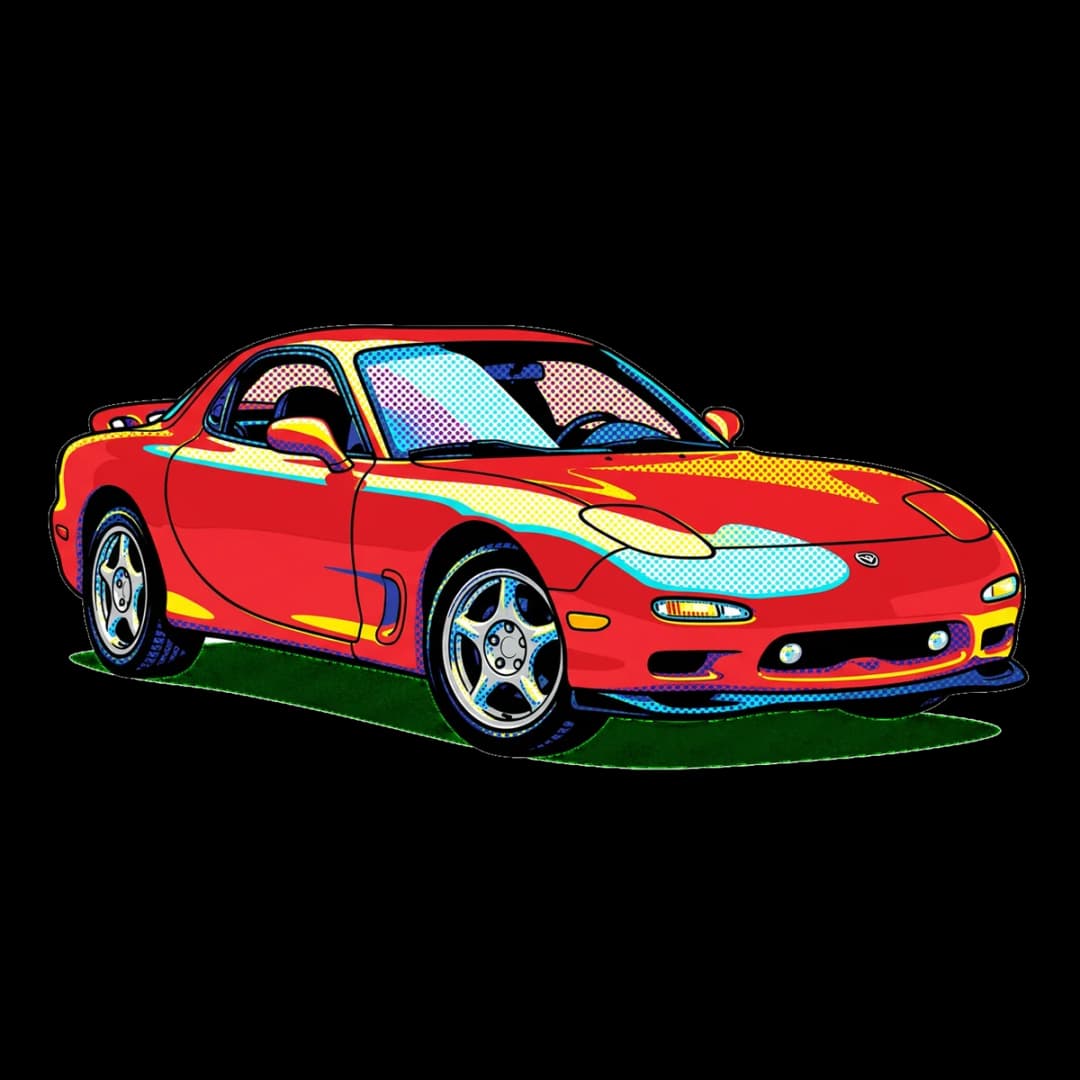 Halftone Fastback — Supra design.