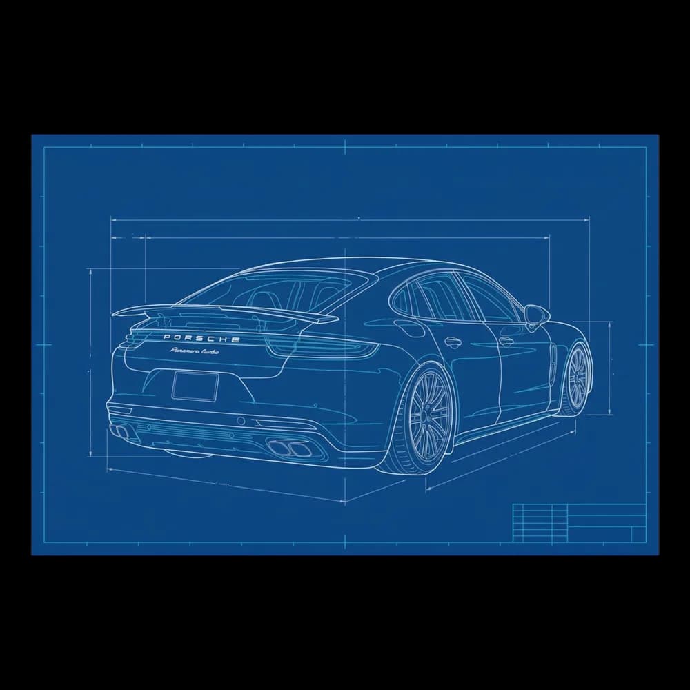 Blueprint car design artwork